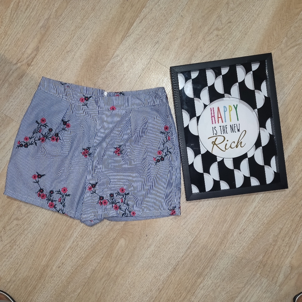 NWOT True Destiny blue & white striped shorts